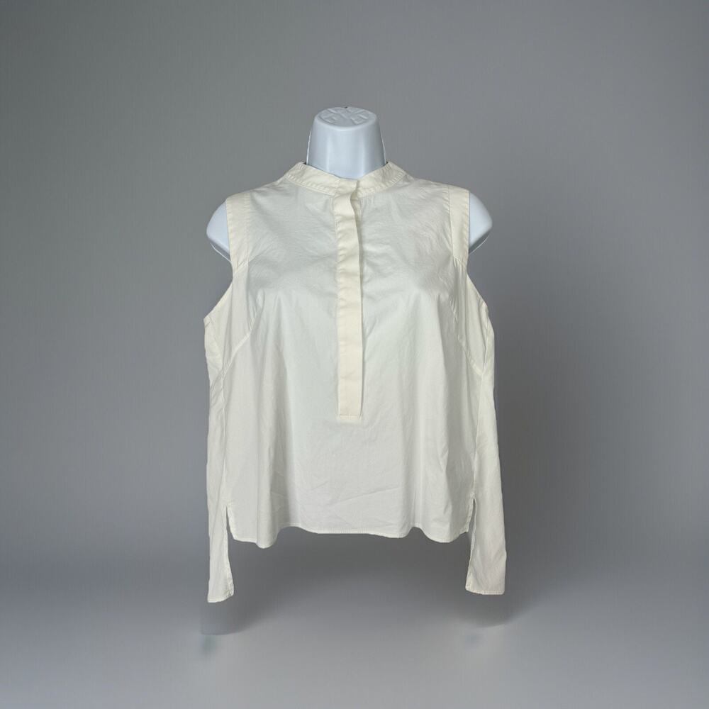 Milly Womens Top S White Popover Sleeveless Shirt Blouse Coastal Resort Career